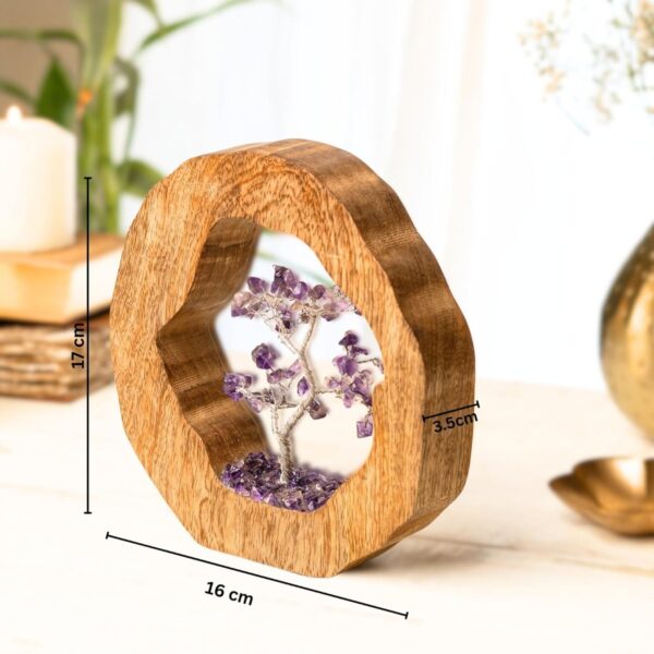 amethyst crystal tree with reindeer|handcrafted feng shui gemstone bonsai tree|chakra |handmade home decor items wealth & luck crystal tree showpiece|decorative spiritual gifts, 28 x 28 cm